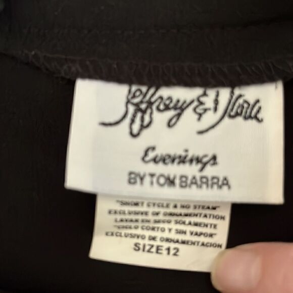 Jeffrey & Sara Evening By Tom Barra 2-Pc Black Sheer Wide Leg Skirt /Top Overlay - Picture 13 of 13